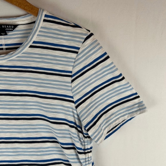 VERONICA BEARD JEANS‎ Blue White Striped Tie Side Crew Neck T Shirt Top Womens M - Picture 11 of 11